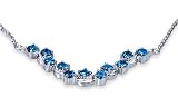 Exceptional 3.25 carats total weight Round Shape London Blue Topaz Gemstone Pendant Necklace in Sterling Silver