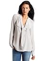 BCBGMAXAZRIA Women's Cleona Open Neck Blouse with Neck Ties