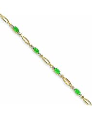 1.8 Carat 14K Gold Diamond and Emerald Bracelet