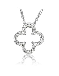Sterling Silver 4 Leaf Clover Diamond Pendant Necklace (HI, I, 0.20 carat)