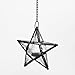 Richland Hanging Star Metal Tealight Lantern Black with Clear Embossed Glass 8