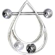 Sterling Silver 925 Double Pearl 3-D Nipple Ring