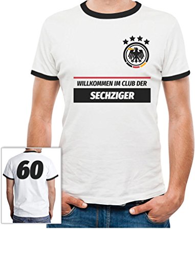 60 Geburtstag Geschenk – Willkommen im Club der 60er Deutschland Trikot T-Shirt X-Large Weiß/Schwarz