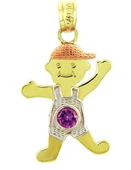 Baby Boy CZ Light Amethyst 10K Tri-Color Charm