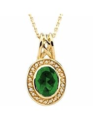 18K Yellow Gold Oval Cut Chrome Tourmaline and Pearl Pendant -- LIFETIME WARRANTY
