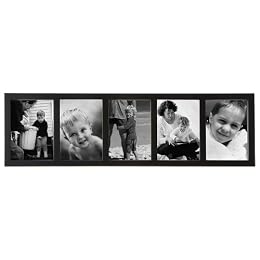 Totem Collage Frame with 5 Windows - Black (5x7