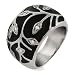 Sterling Silver Vine Design Black Enamel Ring