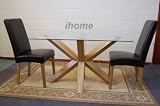 Venice 4ft SOLID OAK GLASS DINING TABLE & 4 CHAIRS New