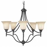 Royce Lighting RC700UP 5-23 Prescott 5-Light Chandelier with White Alabaster Glass - Oil Rubbed Bronze