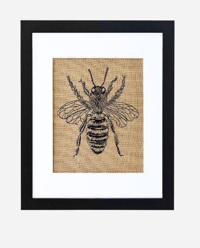 Honey Bee, Burlap Wall Art, Frame Included