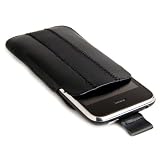 LUPO Leather Phone Pouch Case with Pull Tab (Internal dimensions: 115 x 65 x 15mm) - Blackby LUPO