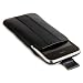 LUPO Leather Phone Pouch Case with Pull Tab (Internal dimensions: 115 x 65 x 15mm) - Black