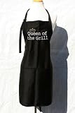 Black Embroidered Apron Queen of the grill (with crown