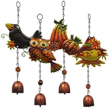Fall Harvest Metal Bell Wind Chimes Perfect for Gardens, Porches, Patios, Gazebos, and More.. (Set of 4)