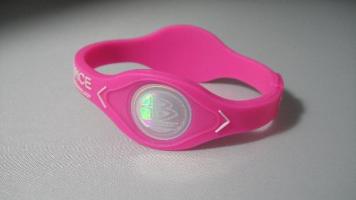 Power Balance Bracelet Wristband Pink w/ White Lettering, Size Small