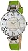 AK Anne Klein Women's 10/9919MPLG Silver-Tone Green Leather Strap Watch