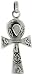 Sterling Silver 1 1/8 (28 mm) Ankh Pendant w/ Mother of Pearl