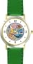 Jewish Holiday Symbols of Purim & Rosh Hashanah Judaica Jewish Theme - WATCHBUDDY� DELUXE TWO-TONE THEME WATCH - Arabic Numbers - Green Leather Strap-Women's Size-Small