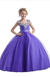 Girls Tulle Crystals Lace Crystal  Square Neck  Ball Gown Flower-Girl Dress/Pageant Dress/Party Dress 