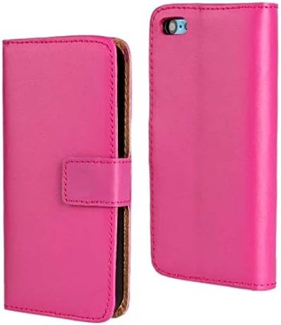 iTontek® Luxury Genuine Leather Wallet Stand Folio Case with Card Slot for Apple iPhone 5C High Quality (Rose)