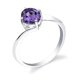 Sterling Silver 1.00 cts Oval Cut Amethyst Ring Size 7