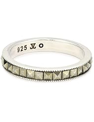 Judith Jack "Square Cut" Sterling Silver, Cubic Zirconia, and Swarovski Marcasite Stack Ring