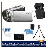 Sony DCR-SX85 Handycam Compact Silver 16GB Camcorder w/ 60x Optical Zoom Bundle