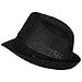 UV 50+ Solid Band Summer Straw Fedora - Black Black W20S58B