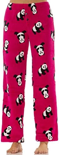 (5257VR) Ava Rose Womens Plush Panda Print Pajama Pants in Panda Red Size: L