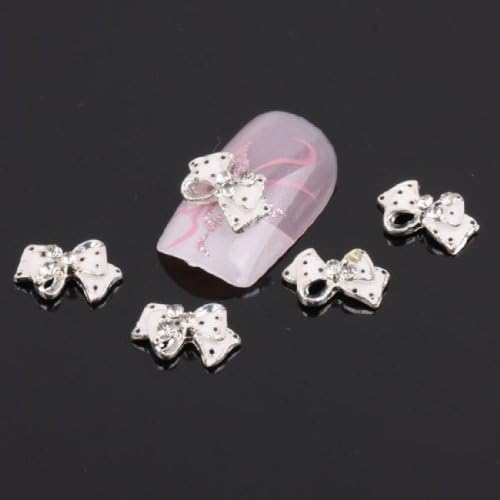 Nail Hall 3D Glitters Rhinestones Black Dots Bow Tie DIY Nail Decoration 10pcs