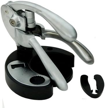 Countertop Stationary Heavy Duty Lever Corkscrew with Stand in Black and Silver Comes with Bottle Opener and Foil Cutter Kitchen Gadget Restaurant Bartending Tool