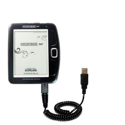 Coiled USB Cable for the Netronix Pocketbook 360 with Power Hot Sync and Charge capabilities - uses Gomadic TipExchange Technology
