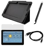 GTMax 4pc Accessory Bundle Kit for Viewsonic G-Tablet - Combo Set Includes Black Folio Leather Protector Cover Case with Stand LCD Screen Protector Film Black Mini-USB Sync amp Charge Cable Black Universal Stylus with Flat Tip on sale