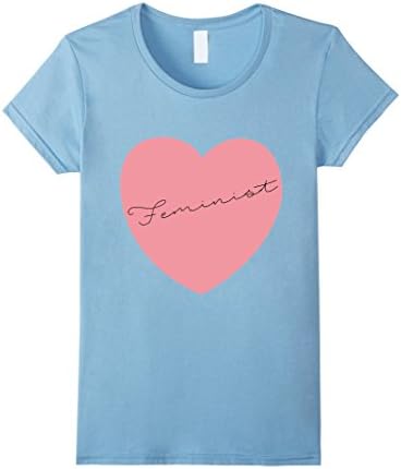 Women's Feminist Heart T-Shirt Small Baby Blue