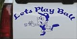 8.5in X 4.1in Blue -- Lets Play Ball Baseball Pitcher Sports Car Window Wall Laptop Decal Sticker