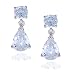 Sterling Silver Cubic Zirconia Round Stone w/ Pear-Shaped Drop Earrings by Cheline
