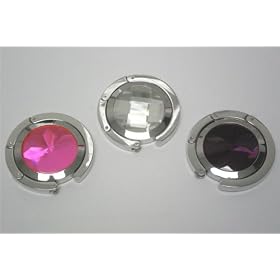 3 Crystal Folding Purse Hooks (Clear, Pink and Purple)