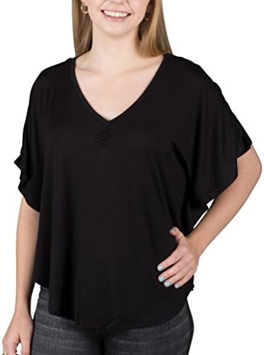 [1205-BLK-LG] V-Neck Lace Back Poncho