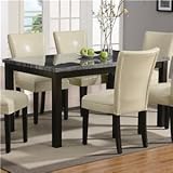 Dining Table with Faux Marble Top in Deep Cappuccino Finish