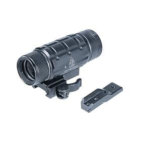 UTG 3X Magnifier w/ Max Strength QD Picatinny Mount and Med Profile Riser Adaptor