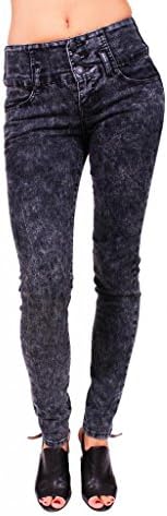 Celebrity Pink Women High Rise Black Acid Wash Skinny Jeans 11 Black