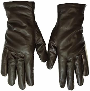 Luxury Women's Genuine Leather Sheep Skin Cold Weather Dressy Winter Driving Gloves (Large, Dark Brown)