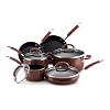 Rachael Ray Porcelain Enamel Nonstick 10-Piece Cookware Set, Chocolate