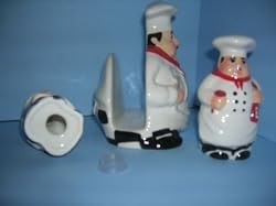Fat Chef Napkin Holder with Salt Pepper Shakers