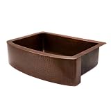 33 Copper Hammered Kitchen Rounded Apron Single Basin Sink