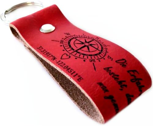 AREA17® Personalized Engraved Leather Children Keychain Red - including your individual engraving