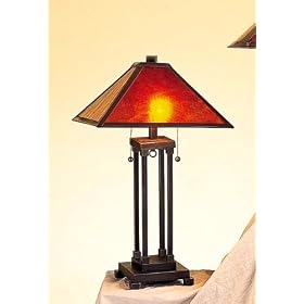 Mica Shade Square Table Lamp with Metal Tassels