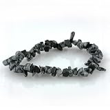 Cute Stretchy Snowflake Obsidian Chip Bracelet