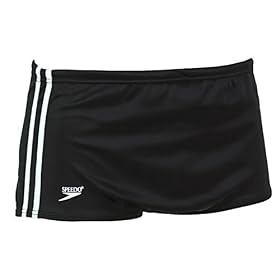 Speedo Men's Nylon Stripe Square Leg Bathing Suit
