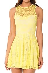 Sexy Sleeveless Pleated Lace Mini Dress 